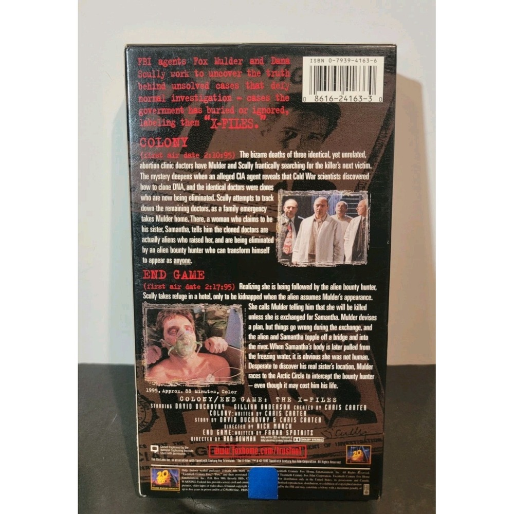 1997 The X-Files - Colony/End Game VHS Tape With (2)‎ Promo Art Cards - Picture 3 of 5